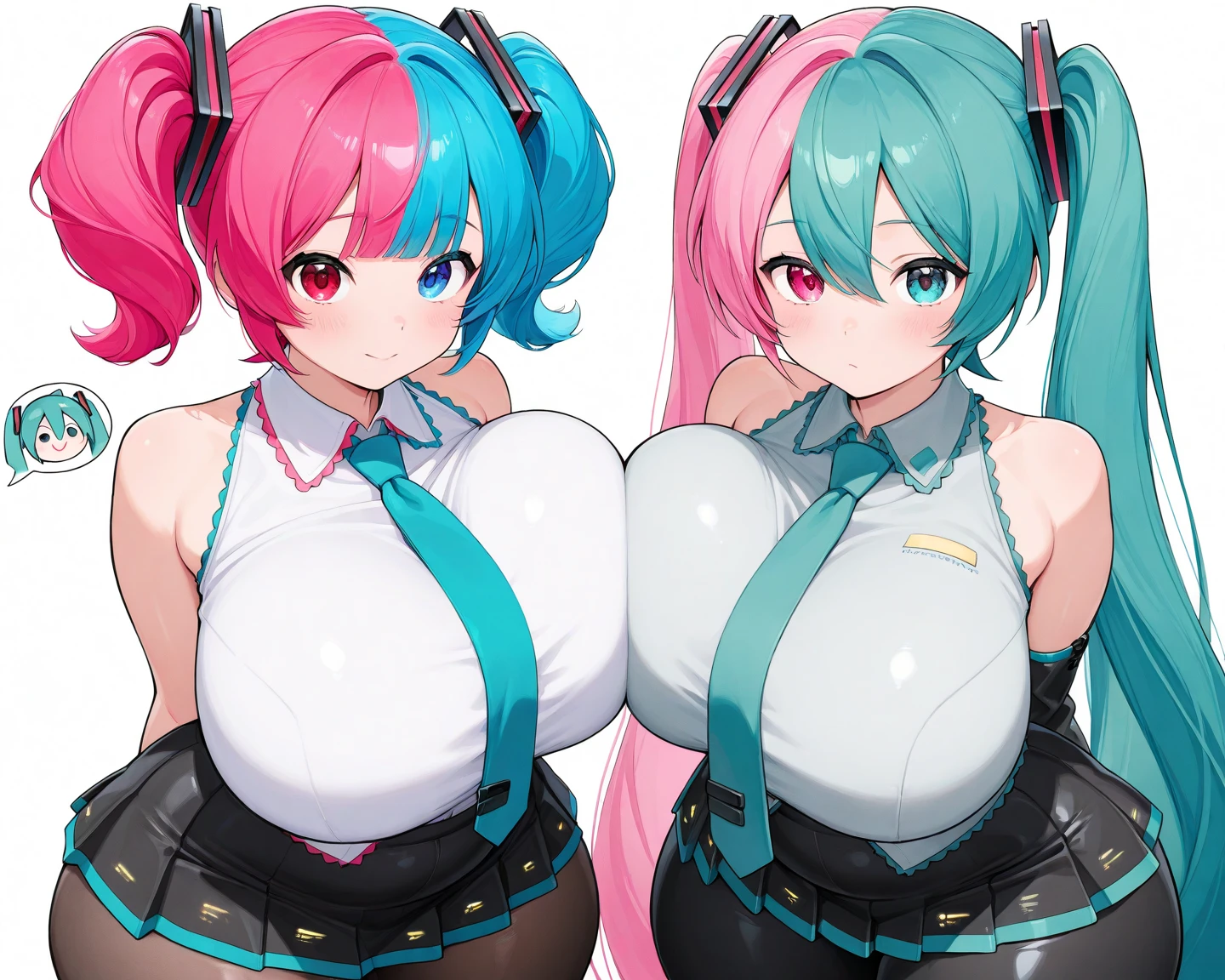 best quality, ultra-detailed masterpiece, anime art style, cute character, nino nakano, large breasts, blush, smile, one-piece swimsuit, pantyhose,