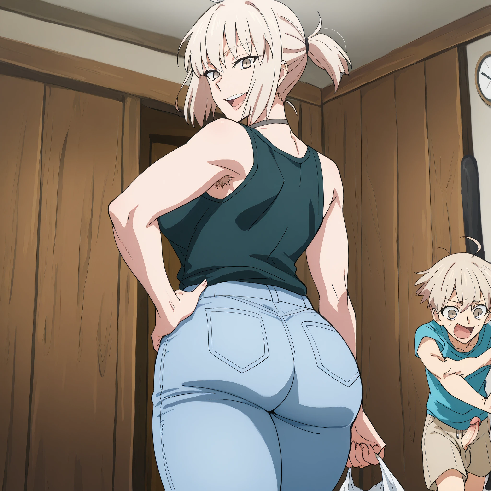 Full bOdyscore _ 9, score _ 8 _ Ap, score _ 7 _ Ap, source _ aniynymy , okitasouji, Sōji Okita, st Ap id hea試しています, masterpiece, Best Quality, that's ridiculous, detailed skin, Detailed Faces, fine eyes , Anime Color, Anime Screenshot, Anime Color, 母親のmasterpiece, Best Quality, 非常にDetailed Faces, score_9, score_8_up , score_7_up , source_anime, unprocessed, As it is, 1 mother , Sōji Okita: light beige hair color 、Saber face 、Beige eyes、 crab crotch、dark green tank top, light blue jeans ,Has a little muscle、height 165 cm、38 years old、milf,mature female,Woman with short ponytail hairstyle at back big breasts, very big ass,I have a son,Multiparous women, slightly muscular,Raw,Body odor,Armpit hair,Athlete's foot,出産による骨盤の変形でcrab crotch気味になっている股関節,Sōji Okitaの体臭,hand on hip。 one man laughing faintlymasterpiece, Best Quality, that's ridiculous, detailed skin, Detailed Faces, fine eyes , Anime Color, Anime Screenshot, Anime Color, Smiley Crotch,erect penis、Gold jade bag、Testis,light beige hair color back hair length about shoulders, one man laughing faintly, ,Body is male,, and the eyes are, Feminine boy,viewers without a clock, solo,t-shirt、Khaki shorts, is the relationship between mother and son。cowboys, A mother gives her son a fellacical style