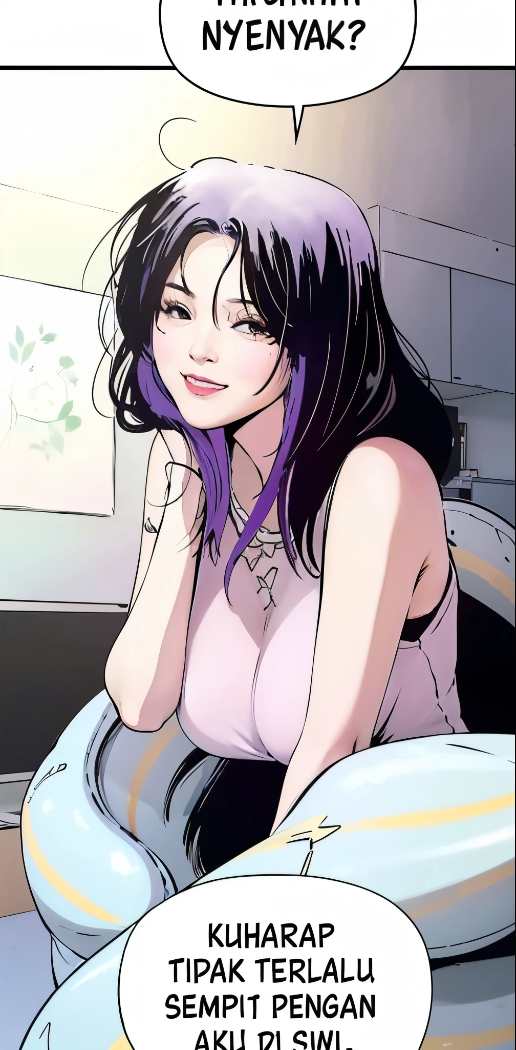 araffe woman in a purple top posing for a picture, violet myers, beautiful mexican woman, purple top, headshot profile picture, young beautiful amouranth, cleavage, curly bangs, better known as amouranth, amouranth, gorgeous latina face, cute young woman, black hair and large eyes, 🤤 girl portrait, curly middle part haircut