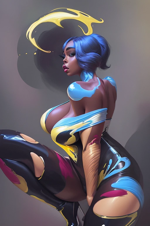 (masterpiece, top quality, best quality, official art, beautiful and aesthetic:1.2), (1 naked girl:1.2), cute dark skinned black chick,(big breast) extreme detailed,(abstract:1.4, fractal art:1.3),(teal and gold_hair:1.1), teal eyes,colorful,highest detailed, Beautiful girl