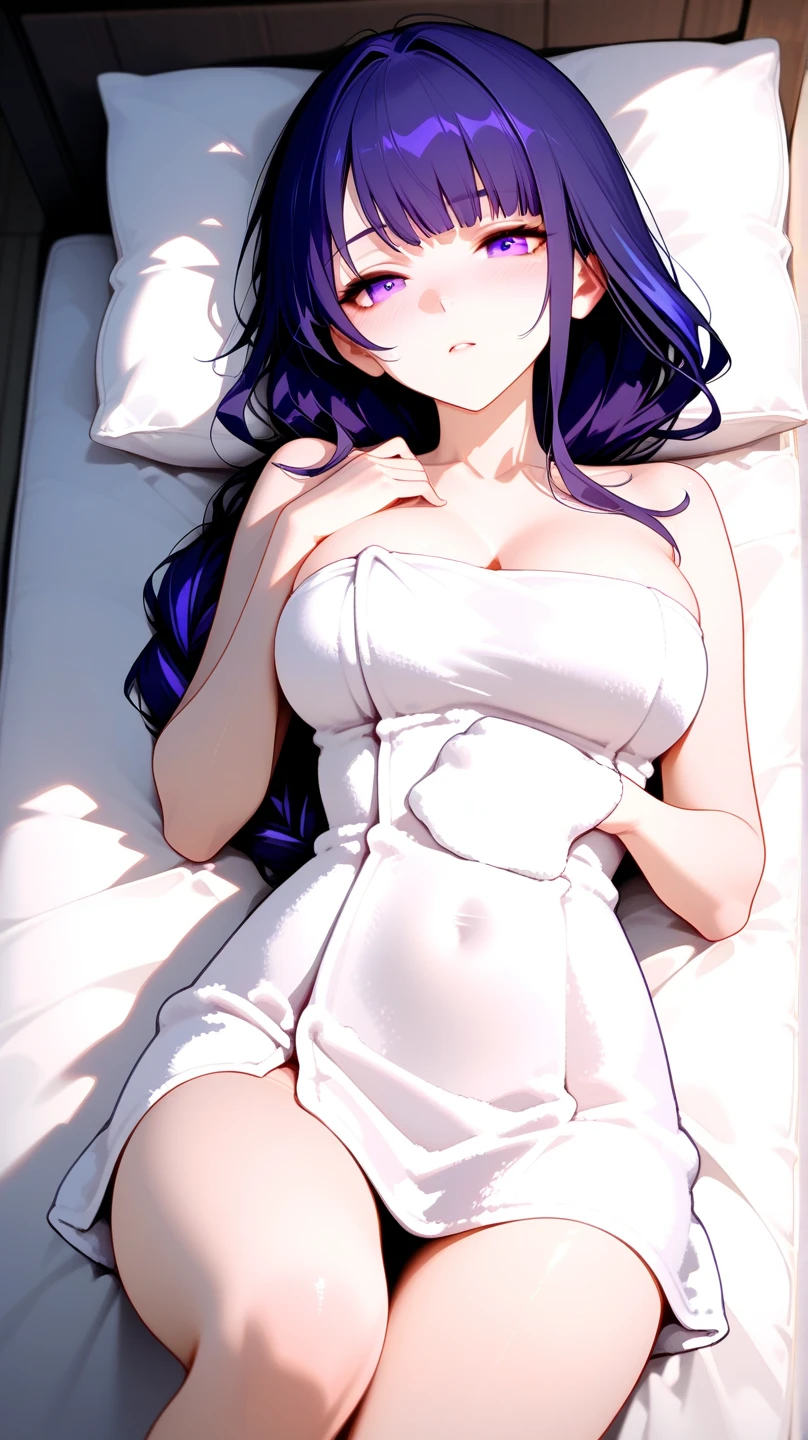 1 girl, big breasts, long legs, transparent underwear, transparent panties, bed, lying down, open legs, masturbation, shyness, smile, blush, masturbation