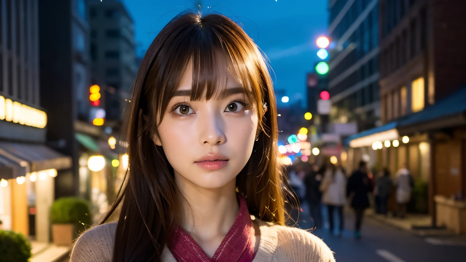 leaning against、(RAW Photos、Best Quality)、(real、写真のようにreal: 1.3)、Best Quality、very detailed、masterpiece、super detailed、illustrations、girl 1 person、((background night sky ))、dynamic angles、very detailed CG 統合 8k 壁紙、ink、amazing、movie、full body、dynamic angles、world mastery theater、long hair、Up to 22071、very detailed CG 統合 8k 壁紙、ink、amazing、movieライト、lens flare、Detailed Faces、Beautiful renderings of the Tang Dynasty、(Intentional expression: 1. 5)、illumination、(looks up at the stars: 1.2)、Firefly、Sony Mastershot 、Portrait、 Faydansh Inspired 、Brown hair and bangs、 high-resolution screenshot 、Nico Video、Normal hand、Vivid Colors、