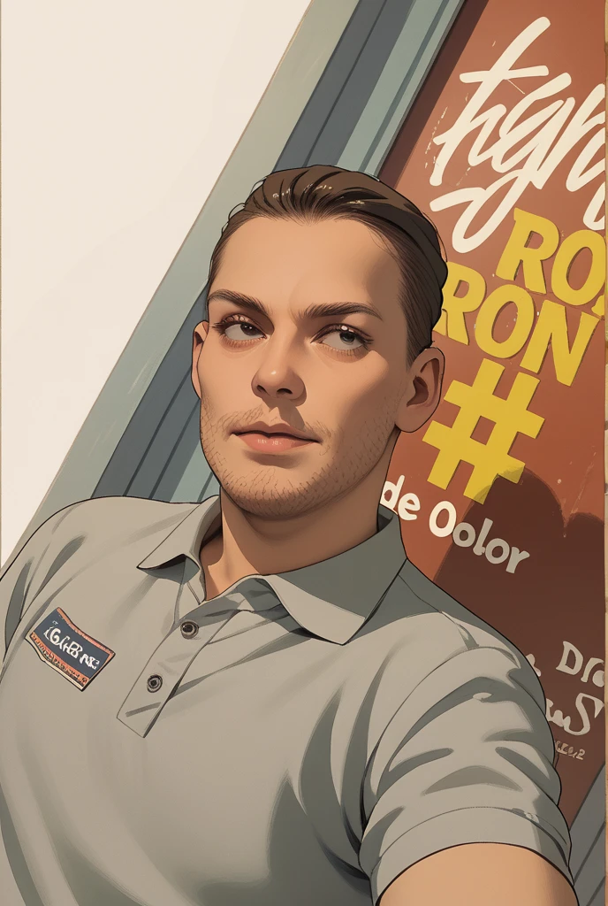 Young blond man with blue eyes. He is 18 years old, athletic and wears a red t-shirt and blue jeans. He has a berreta 92 in his hand. Style GTA 5