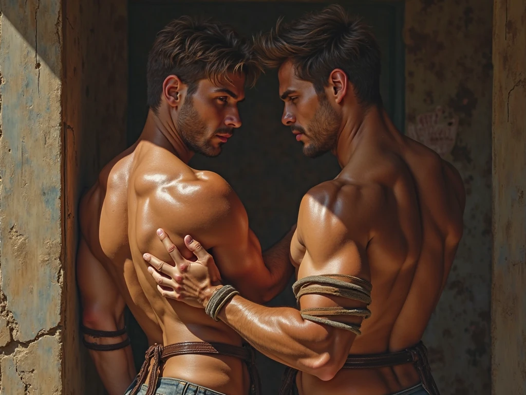 Greco-Roman wrestling painting on a wall