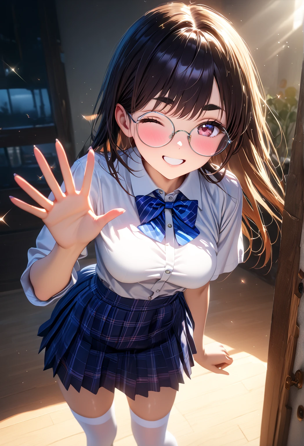 NSFW:1.5,masterpiece, 最high quality, high quality, High resolution, high quality texture, high quality shadows, High resolution, Beautiful details, Detailed CG, Detailed Texture, Realistic representation of face, Realistic, colorful, delicate, Cinematic Light, Side light, Lens flare, Ray Tracing, sharp concentrated, (1 Girl,concentrated:1.3), ( Intricate details, compensate, PureErosFaceV1:0.5), (細部まで美しいdelicateな顔, 緻密で美しいdelicateな瞳, Perfect Facial Proportions, Dense skin, Optimal ratio of four fingers to one thumb, Arms under chest, medium breasts, Wide Hips, Smooth upper abdomen, Tilt,middle hair ,wavy hair , Without hands, 30 years old,Blue Eyes,Glasses, Study,Office Lady, Navy uniform,Glasses,shirt, Tight Skirt,Black Stockings,machine,adultery,house wife,curvy,supright straddle, bich, sweat,missionary,seductive gaze, the gaze of true love, lips of temptation, A look full of compassion ,a smile full of love, i love you, Acting lovey-dovey, 
