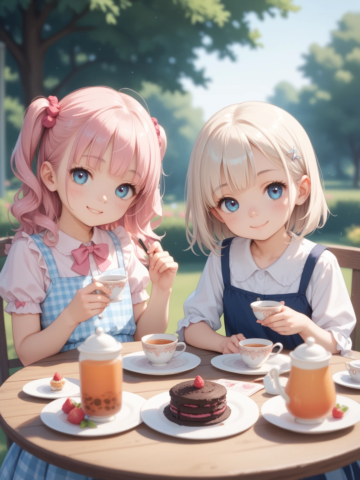 (masterpiece, best quality, kawaii:1.2), (lovely), ((extremely detailed)), (16K), (photorealistic:1.3), (front view:1.3), realistic, (HDR:1.5), ultra detailed backgound, (beautiful living room), loli, (child:1.2), (ultra detailed shorts) ,BREAK,  (beautiful light pink hair), light blue streaked hair, beautiful red eyes, (rightside ponytail:1.2), hair red ornament, happy smile,sunsetabsurdres, (shortcake on the dish:1.2), (hold a fork in hand),indoor, happy expression, joyful, delighted, cheerful