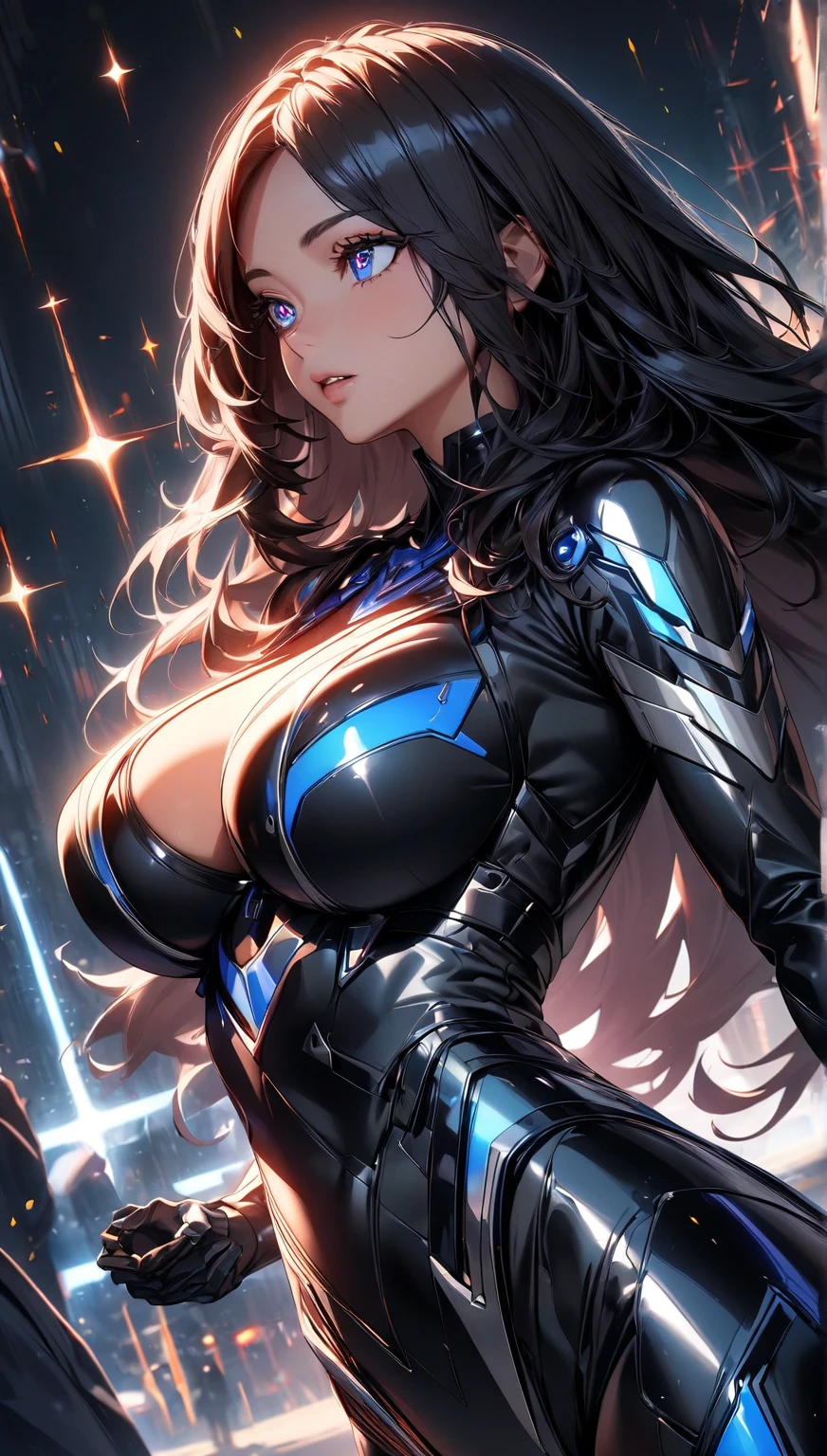 realisticlying、Buttock emphasis、show through、Breasts enlarged、Sideways view、Buttocks emphasis Close-up shot looking up from below、Girl in blue bodysuit with glass crystal、Thigh emphasis、Transparent body、Breasts enlarged、Sexy Posing、Sunset Coast