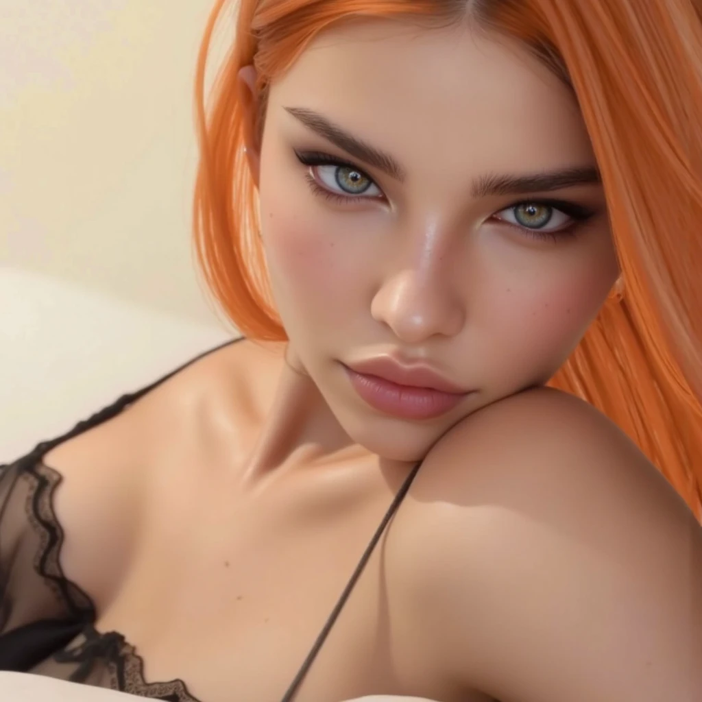 a very beautiful and perfect girl, redhead with green eyes, curvy body, juicy breasts, pink and swollen nipples, thin waist, thick legs, wearing panties tucked into her pussy, sexy clothes, sexy lingerie, panties with holes, ultra realistic photo,