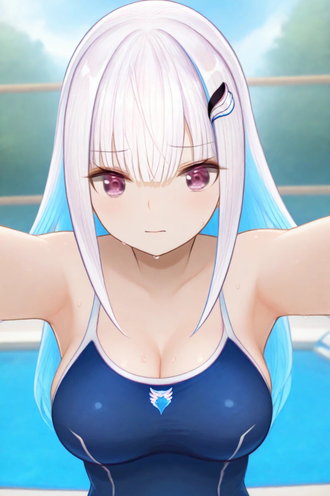 (((Pixel perfect, Perfect details))), alone, 1 girl, Emilia, (((bikini))), (((白色bikini))), split, looking at the audience, Smile