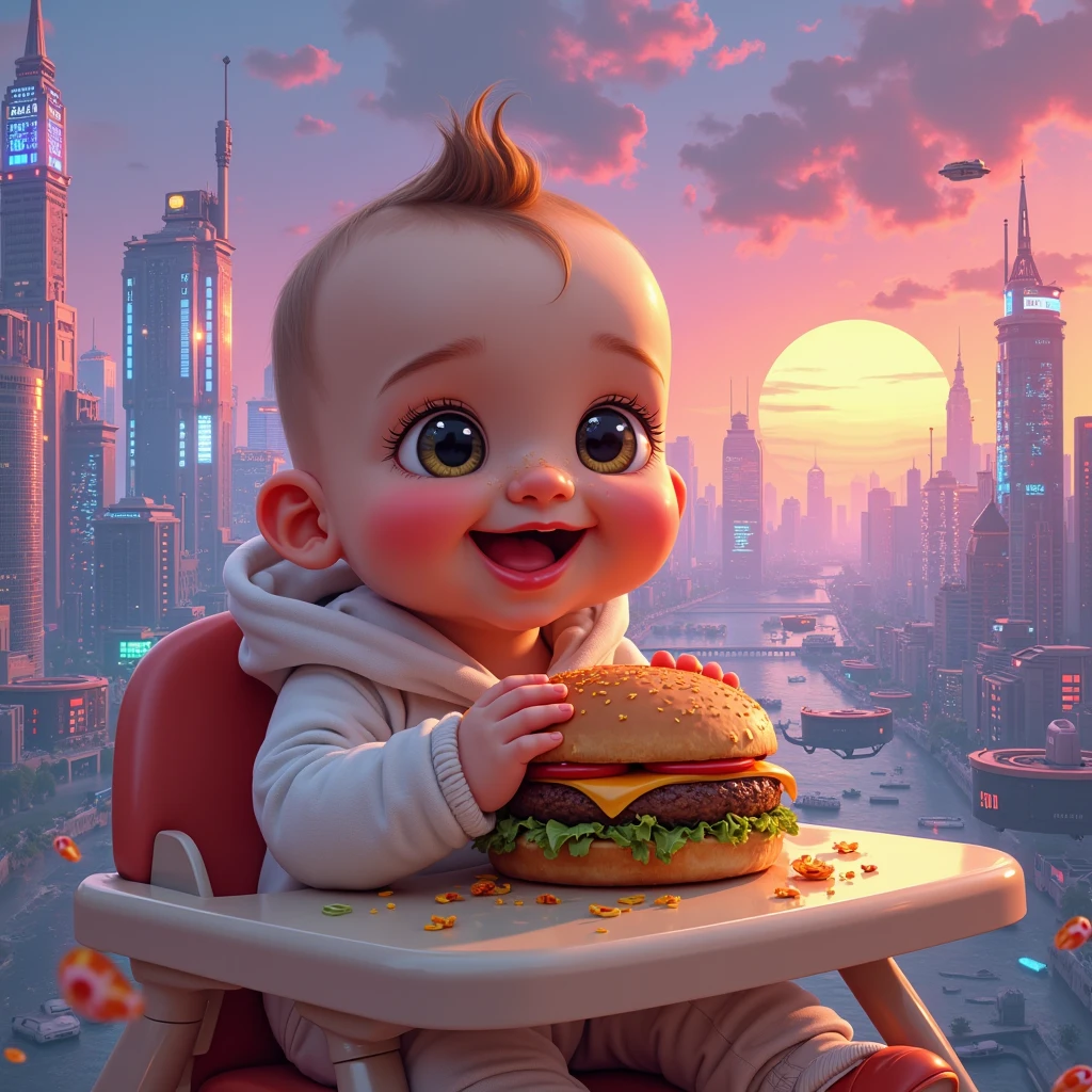 (masterpiece, high quality, highres, highest picture quality), (Master's work), (from above:0.8), cute boy, Man eating kfc burger, solo, solo focus, feel happy, graduate,(Sakura:1.1) , , delicate eyes, delicate face, shiny hair, shiny skin, shiny eyes, a table full of food (KFC burgers, french fries, coke , fried chicken) (In spring, a boy sits on a viewing platform on a hill far away from the city and looks at the city at night, the city in the distance is flashing with neon lights, and the tall Tokyo Tower stands above the city: 1.2), lights , starry sky, cloudy sky, clouds,