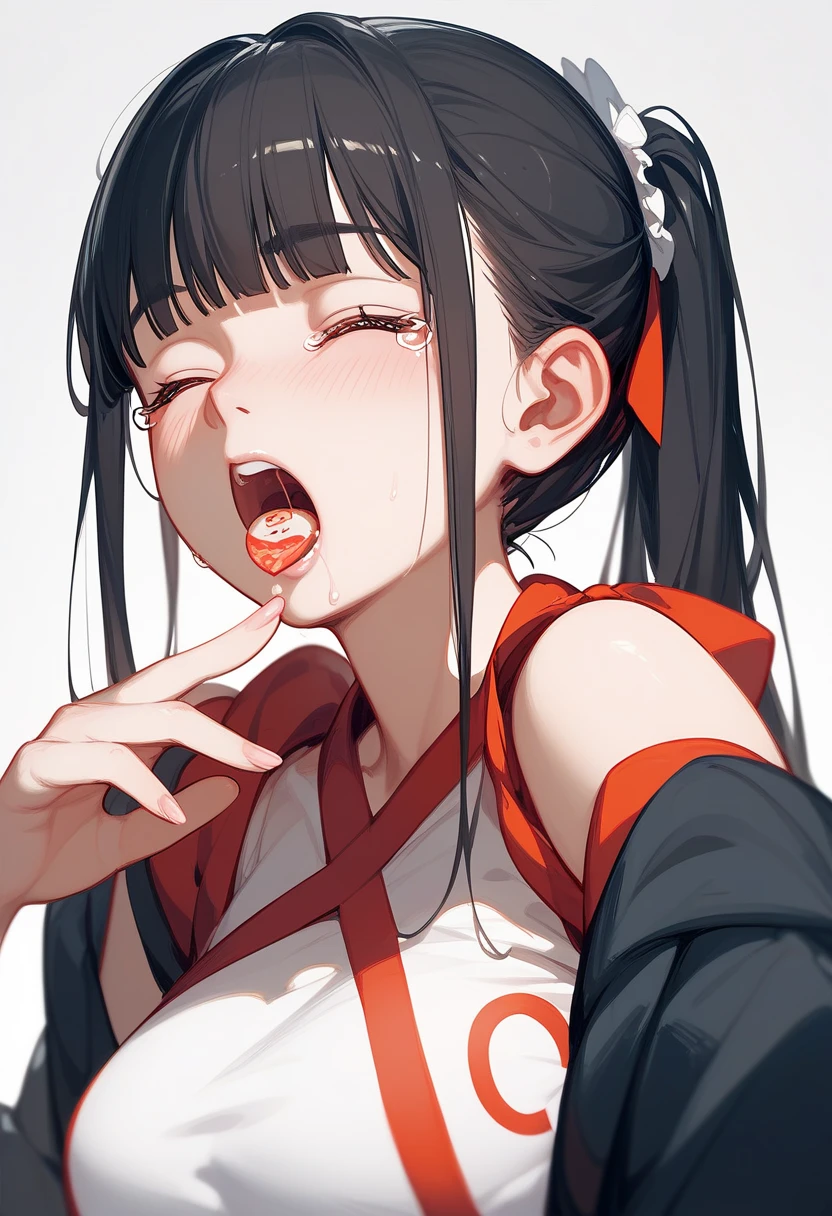 (masterpiece、highest quality、Very detailed)、((1 girl))、Black Hair、Twin tails、Blunt bangs、Red eyes、Wicked Smile、Grin))、vapor 、((Red Chinese clothing)) 、No sleeve、Cowboy Shot、sit、((pink sarong))、scenery、fence、sofa、indoors、indoor、((Pink lighting:1.4))、Brown Skin、Super big 、(sweat,steam, Vulgarity、Oily skin:1.3、Oily skin),
character: Naga (NIKKE)、(Blowjob gestures:1.3, Squint and open your mouth、ahegao face:1.3)