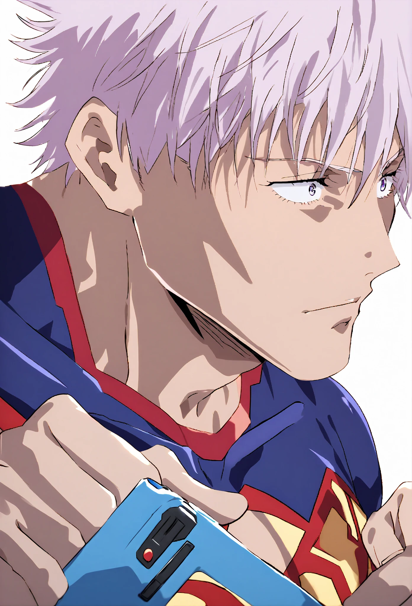Female gojo, jujutsu kaisen style, anime style, white hair long hair, black bandana covering the eyes, exposed body, nsfw, erotic smile, erotic scene, nude, red ball and blue ball of energy near her, (best quality,4k,highres,masterpiece), artistic style,subdued colors, vivid colors, professional lighting, detailed lips, detailed eyes.