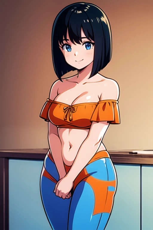 Pkmlana, thick thighs, beautiful, masterpiece, headband, blue hair, blue eyes, swimsuit
