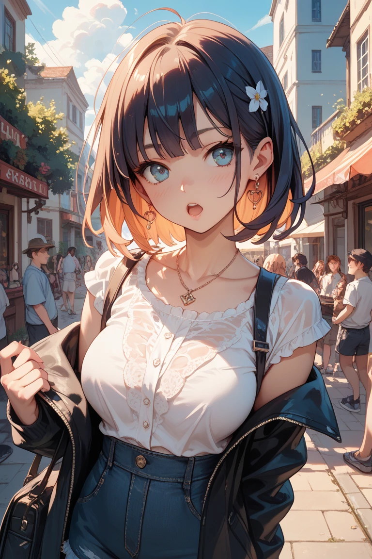 Masterpiece, best quality, high resolution, very detailed, detailed background, 1 girl, looking at the audience, sitting on the subway, inside the train, posing pose, wearing cat ears, short hair, white off-the-shoulder dress, skirt, transparent, happy, NSFW