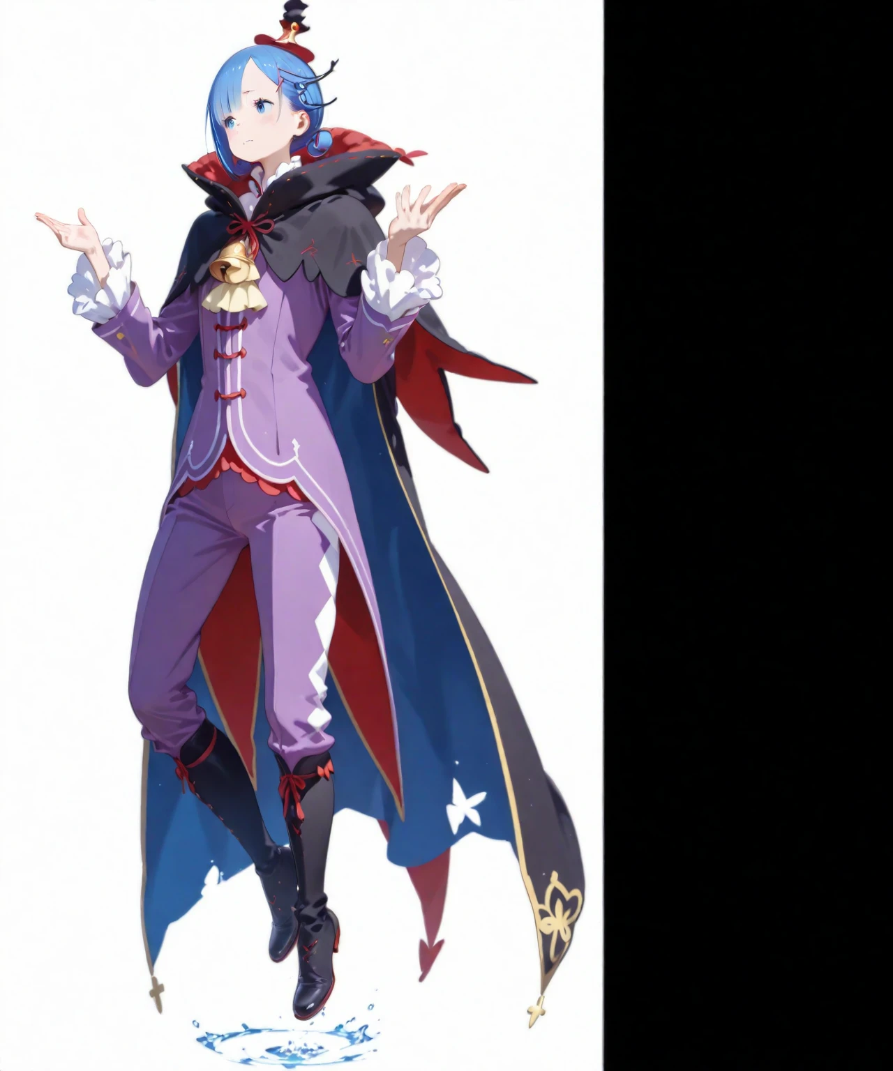 Highest quality,Masterpiece,Pro Art,8k,Based on anatomy,silk hat,Light purple hair,Eye mask,Purple Cape,Japan animated style,kait8uj8ker, white hair, spiked hair, Blue eyes,Full body image,Huge muscles,Huge erect penis,