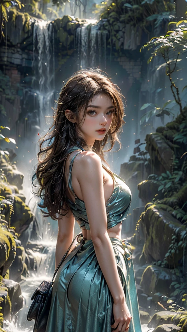 ((Realistic:1.5)),((Best quality)), ((Masterpiece)),((Detailed)),2girls,duo,{2 beautiful girls},PureErosFace_V1,ulzang-6500-v1.1, (Upper body:1.3),royal skimpy underwear, Hug and touch each other, Tease your friend's waist, Breathless friends, Biting a friend's earlobe, crouched,super wide shot,Face focus, Curvy, Barefoot, Medium breasts, Open cleavage, A sagging breast, Thick thighs,Wide hips, Thin legs, Green eyes,Long eyelashes, (Detailed face,beautidful eyes, detailedpupils,detailed clothes features, Clear background:1.3), (armlets, bangle:1.3),Mysterious ancient ruins, floresta exuberante, Deep canyon,bridge,River,cliff,Cloud,lakes,Rock music,Waterfalls, Flowers, Grass,grape trees,tree,bright detail,Sharp,Perfect compounding, Intricate, Sharp focus, Dramatic, author:Frank Frasertta,author:Julie Bell,author:Olivia de Belladenis,author:Luis Royo(Luis Royo),by Boris Vallejo,