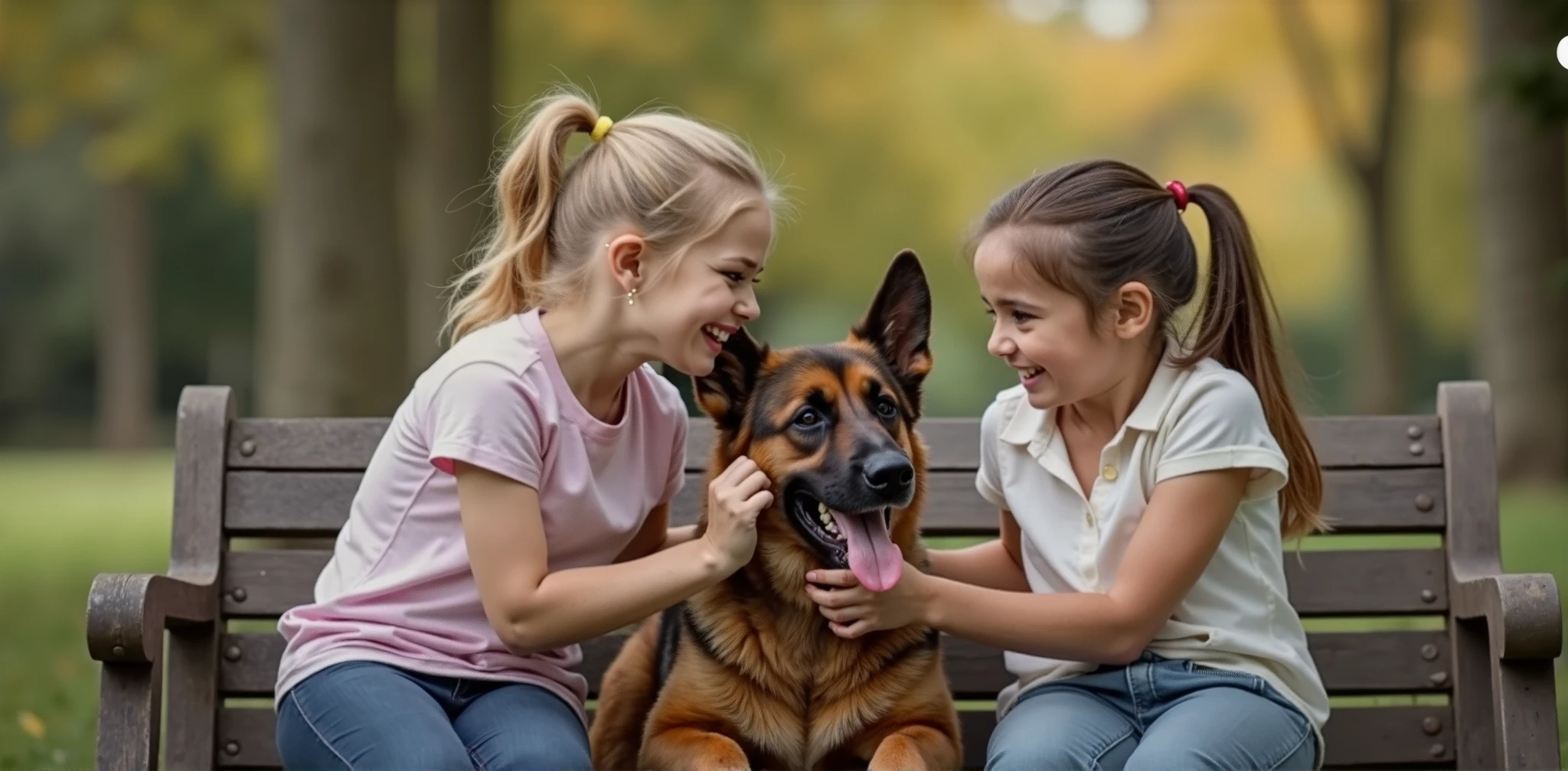 CREATE A HIGH QUALITY IMAGE,Capture the pure joy and innocence of childhood. In an incredible garden, Covered with many flowers and a vibrant core, a small child, de longe, His eyes were full of admiration, Keep a loyal and affectionate dog. a child, About four years, Radiate the light of happiness. She wears colorful clothes,Complement the Surrounding Flowers. When she reached out to pet the dog,A charming smile appeared on his face. His eyes sparkled with curiosity and genuine joy.. doggystile, four-legged friend, It is portrayed as a docile and loyal creature. Your skin is soft and glowing, With intricate details that accentuate its texture. He tilted his head gently towards the child, Show the special connection between them. Their eyes express love and devotion. The garden is full of colorful flowers, Create tons and aromas of explosions. Each flower is depicted with high-level detail, Realistically show details, Drawings and drawings. The sun fell gently on the scene, Highlights vibrant core and creates soft shadows. The composition of the image should be cinematic, The frame highlights the and dog amid lush flowers, evoke a sense of wonder and awe. Lighting should create a magical atmosphere, Emphasize the emotional connection between him and his faithful canine friend. This image should convey the beauty of childhood, The joy of discovery and the purity of friendship between man and animal. Every detail must be carefully rendered,in order to create works of art with visual shock and emotional impact.