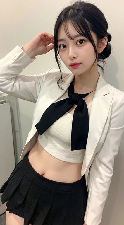 best quality, master piece, High resolution,8K,(Realistic:1.4),超High resolution,1 girl, super detailed, 超Realistic, official art, cinematic light, Realisticな, young and beautiful girl, perfect body shape, perfect body shape, full gonzo, perfect body, (It starts with:1.3), 卑猥なPause, long and sexy legs, socks,have confidence, beautiful sexy, Sailor Uniform Student Uniform, A-Line Cropped Pleated Skirt,Cool Full, S-shaped body, upturned butt,上でPauseをとる,Pause,different perspectives