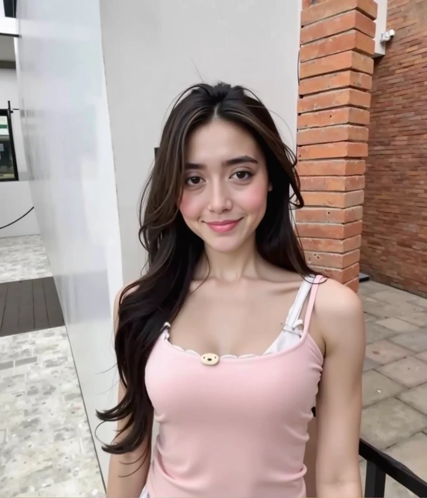 
（lifelike， high - resolution：1.3）， 1 hot indian girl with a perfect body， Super fine face and eyes，slong hair, hair tied up, pink hair, Tank top of random colors：1.2， short jeans, standing，full body, sexy, looking  hot