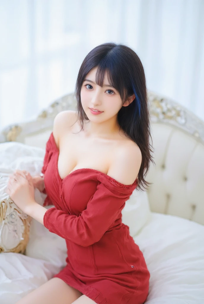 ((highest quality, 8K, masterpiece :1.3)), (realistic, Photoreal:1.4), sharp focus:1.2,
Bright colors, professional level, shallow depth of field,
20-year-old, 1 person, A beautiful face with intelligence,
Supple body :1.3, model body shape:1.5, 頭w:1.4, perfect style:1.4,
narrow shoulders, beautiful clavicle, long and thin legs, The beauty of slim abs :1.2, thin waist :1.2,
super detailed skin, Fair skin, Shiny skin,
super detailed face, slim facial contour, beautiful small face, Beautiful lined nose,
super detailed eyes, long slit eyes, brown eyes, double eyelid, beautiful thin eyebrows, fine long eyelashes,
super detailed lips, plump lips, glossy pink lips, flushed cheeks, beautiful teeth,
Beautiful actress's ennui makeup, pink lipstick, (necklace, earrings),
milk greige hair, delicate soft hair,
(hair up, perm hair, ponytail:1.2), layer cut, (dull bangs:1.2),
(Dress up with trendy fashion:1.2),
gentle smile, open mouth half way, Enchanted expression, stare at the camera,
dynamic lighting, ((Hasselblad Photos)),
((Completely naked, Put your hand in the crotch, upturned breasts:1.2)),
(She is wearing a tight shirt with black polka dots),
(perfect breast shape, B cup:1.2), It is a small pale pink areola.,
She has a cute plump butt, My thighs are dazzling,
(View from below, pay attention to the thighs, full body portrait:1.5),
blue sky and aegean sea, sea beach, The horizon of the ocean spreading out in the background,
walking with beautiful posture, Diagonal angle of view,
Posing with palms like a , spreading my legs,
cinematic lighting, midsummer rays, Bright light shining all over,