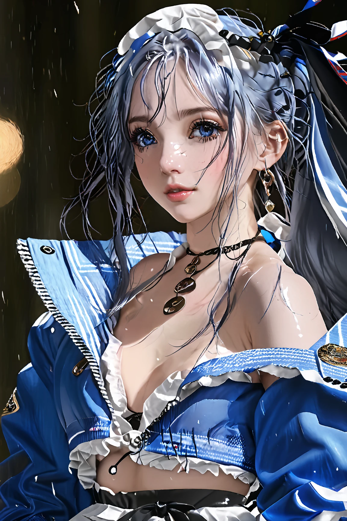 (ultra realistic,32k, masterpiece:1.2),(high detailed skin:1.1), 8k uhd, dslr, high quality,(makeup, mascara:0.9), (thick\lips\),
 <lora:funingna-con-v100:0.5>èå®å¨ Furina: (flndef:1.3), gloves, hat, , <lora:add_detail:0.96>, huge breast, 
(looking at viewer, portrait:1.1),,
,(bioluminiscent:1.1), blank background