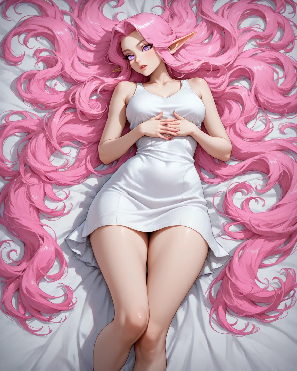 A beautiful woman in a nurse's suit holds a vibrator in her hand on the bed,Shaker in his mouth,Shaker in hand,Vibrator,Wear a translucent shirt,A vibrator is strapped to the leg,Love eyes,There is love in the eyes,adolable,Be red in the face,is shy,Pink tender,White,stocklings,slim,petite,Thin leg,long leges,Lori kneels,There is liquid on the tongue,drools,Risking love all around,Sex toys on the bed,The lower body is spraying water,There is white pulp on the underparts,There are sperm in the ,There is a white fluid outflow from the genitals,There is white pulp on the genitals,There is white pulp outflow from the ,There is white pulp on the underparts,Liquids in the private parts,There is white pulp flowing out of the private parts,tit,nedium breasts,boobgasm,Nipple spray lotion