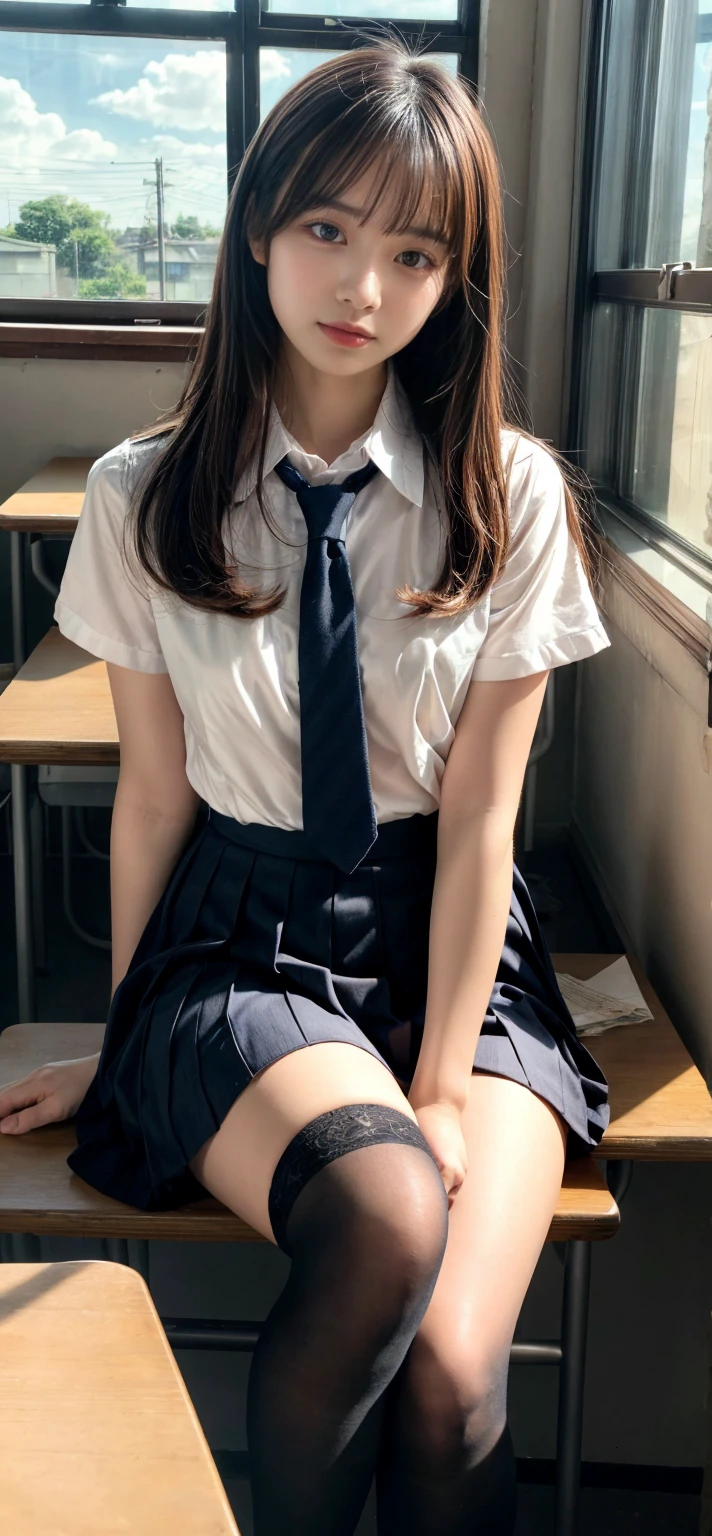 (White underwear)、(Draw so that the panties between the crotches are visible),sitting on a chair in the classroom、Beautiful Japanese Women Photos、after school、Spread your legs 、Please lift your skirt and show me your underwear.、Skirt flip、Skirt flip、Showing white panties、Bend one leg、cute、Perfect body