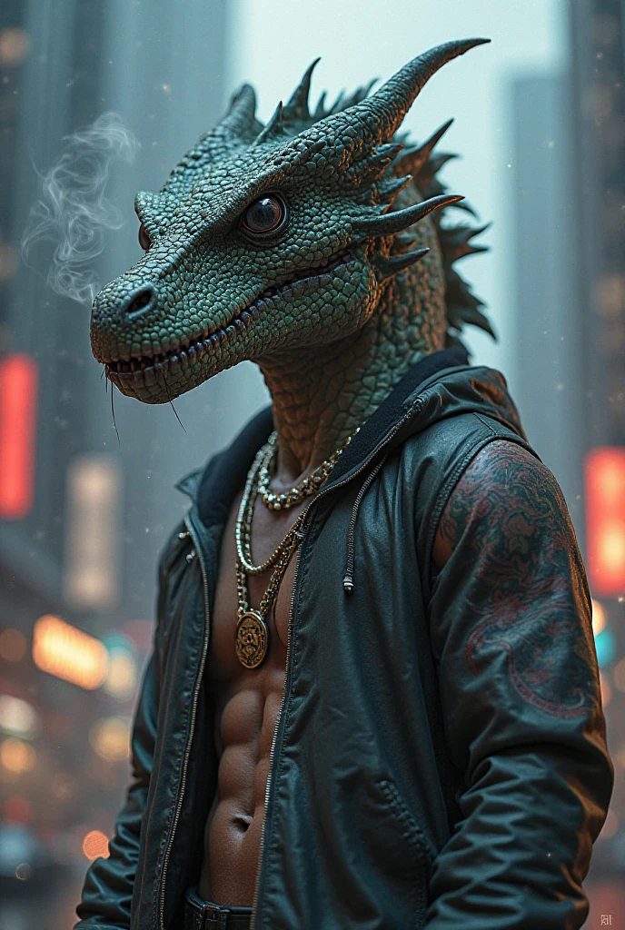 Travis scott body with a lizard head
