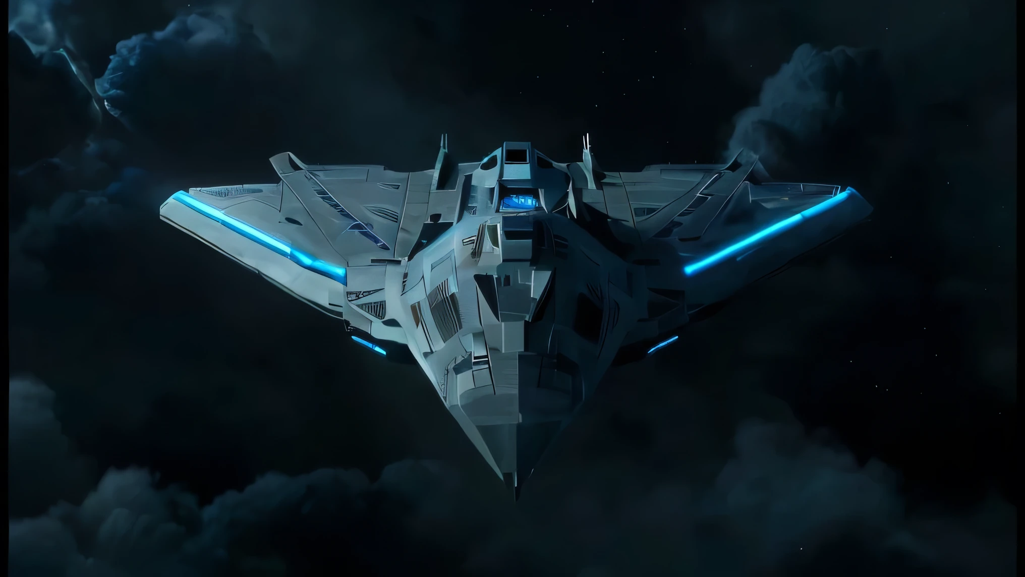 spaceship flying in the sky with a blue light coming from its wings, star citizen halo, 5th gen fighter, starfighter, sci - fi spaceship in combat, futuristic starship, sulaco star destroyer drop ship, v wing, star citizen digital art, star destroyer, scifi spaceship, star citizen, star citizen origin 100i, futuristic spaceship, simulated space combat