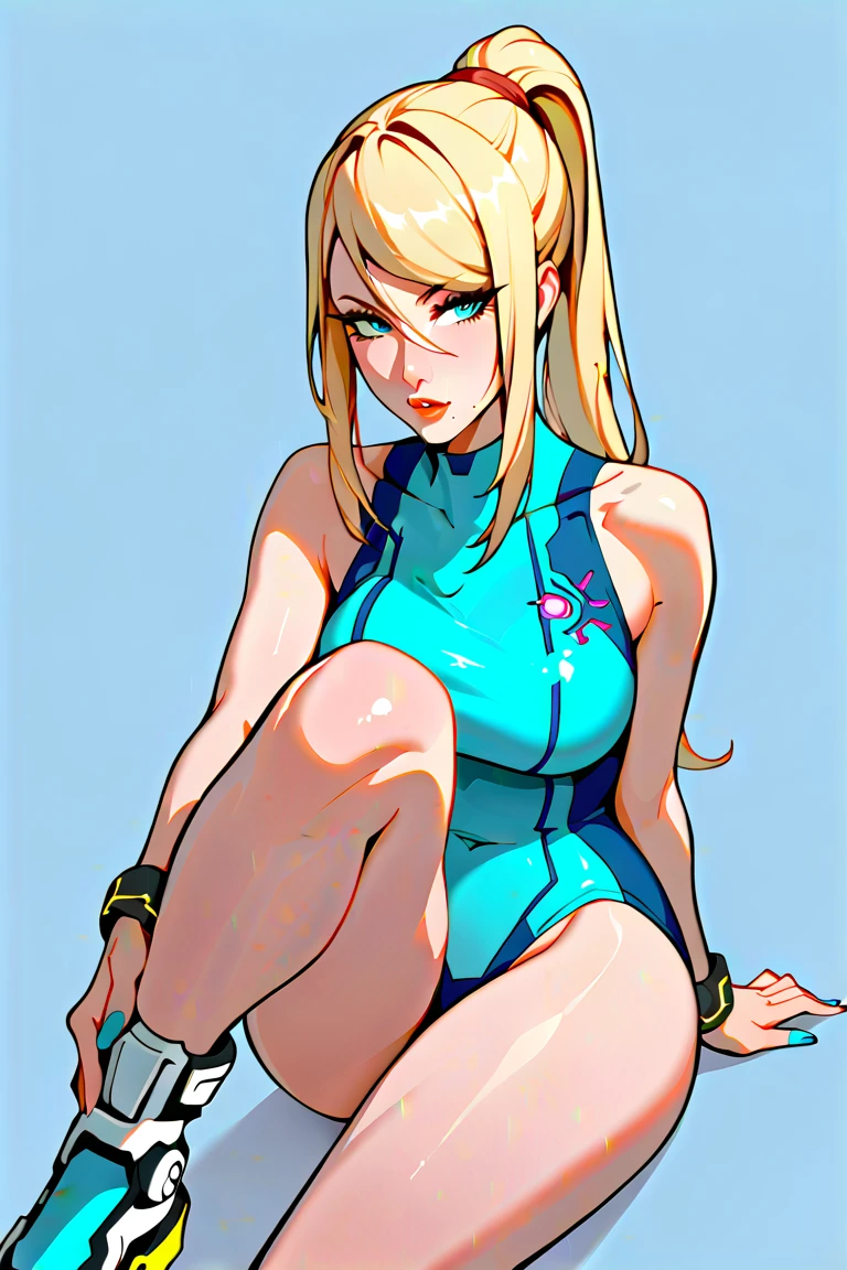 (White background, 1girl:1.4), BREAK,Long blonde hair, blue eyes,Narrow waist,voluptuous Breasts,(one-piece competitive swimwear,one-piece competition swimsuit:1.6), blush,Open your mouth,(covered nipples:1.2)