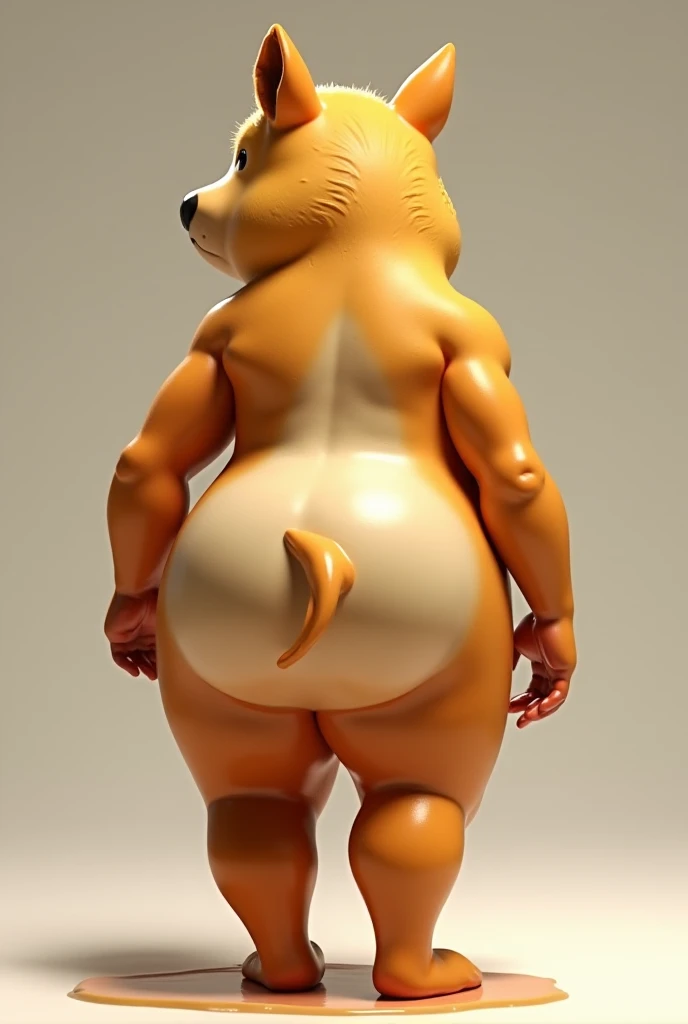 Solo, Furry, Anthro, Pig, Female, E621, Naked, Standing, Medium curves, Front view, Hands behind back, Medium ass, Medium breasts, Plain background, By Fingerprint