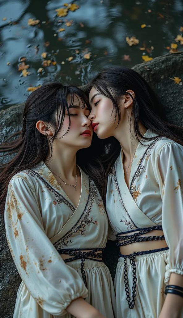 tmasterpiece,RAW photogr,hyper qualit, ultra - detailed,Perfect drawing,Two beautiful girls, Lovers, Dodge kisses, closing her eyes, Kimono beauty, komono, komono, komono, Black hair, japanese hair, half-open lips, Suck your lips firmly, Drooling, elegant, Brilliant, Beautiful, Blush (0.2), Gorgeous, Beautiful, Gorgeous, gentle, Starry sky, Milky Way, Summer triangle, Tanabata and bamboo ornaments, Precise drawings, a detailed drawing,