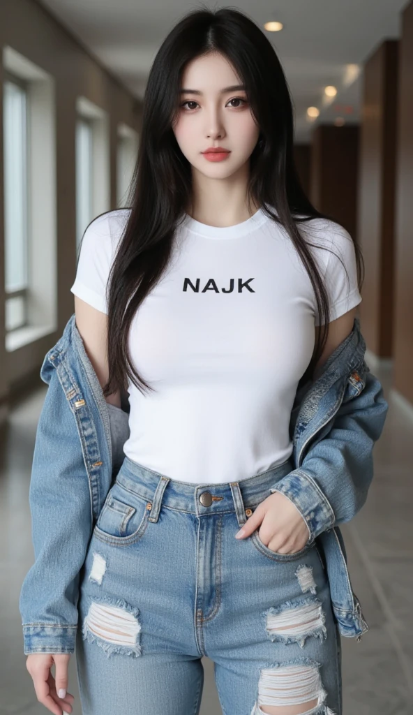 (Original photo: 1.2), (Realistic: 1.4), (Masterpiece: 1.3), (Best quality: 1.4), Dreamy, (detailed eyes), (detailed facial features), (detailed clothing features), Skin tightness, (Shiny skin), (Slim Girl), (Slim Girl), (Slim Girl), 1 Girl, Veronica Code, Solo, Cute, Bangs, Short brown hair, Black eyes, (Medium breasts), ((Shirt)), Dynamic pose, (Kodak Film Color) ((Camera not visible)) ((White Studio) (Studio Light) ,(crop top:1.4)