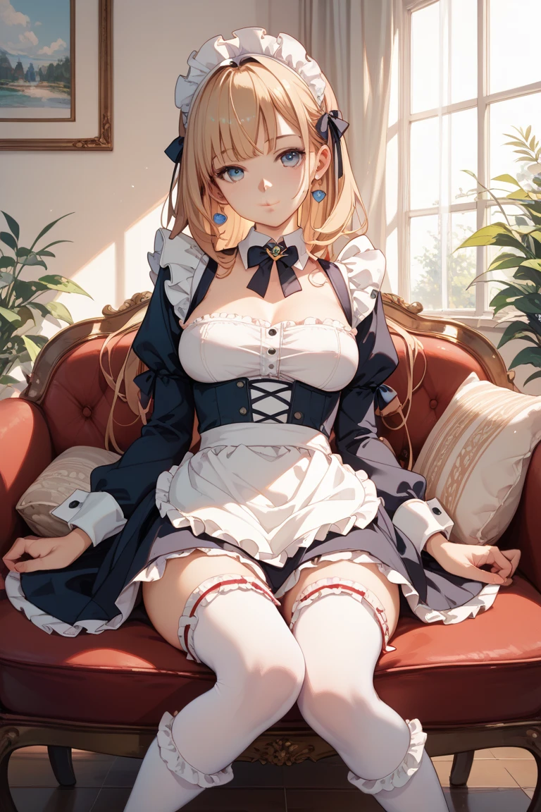 (((masterpiece))), (((best quality))), ((ultra-detailed)), (illustration), ((an extremely delicate and beautiful)),
Situation 1girl, Solo,Looking at Viewer,
Hairstyle Long hair, Bangs, Blonde hair,braid, Ahoge,Twin-tailed, ((twin braids)),(flipped hair),(messy hair),volumey,(low Twin-tailed),absurdly Long hair,
顔
Green eyes,happy,smile,open mouthbody typebreasts,large breasts,thighs,thighhighs,white thighs, ,(junior high school student),
ClothingSkirt, gloves, pleated Skirt, frilld, zettai ryouiki, Capelet, garter strap, white Skirt, Underbust, blue gloves,Cross-laced clothes,(blue Capelet), Underbust,straplessdress,(knee high socks),white knee-high socks,(sleeveless),cleavage cutout,
Decorative choker,Bow, bow ribbon, hair Bow,Red bow ribbons,Cross,Cross choker,Cross earrings,
Pause
,letemeraire, ((spread legs)), ((open legs)), (((((see-through))))), ((erect nipples)),