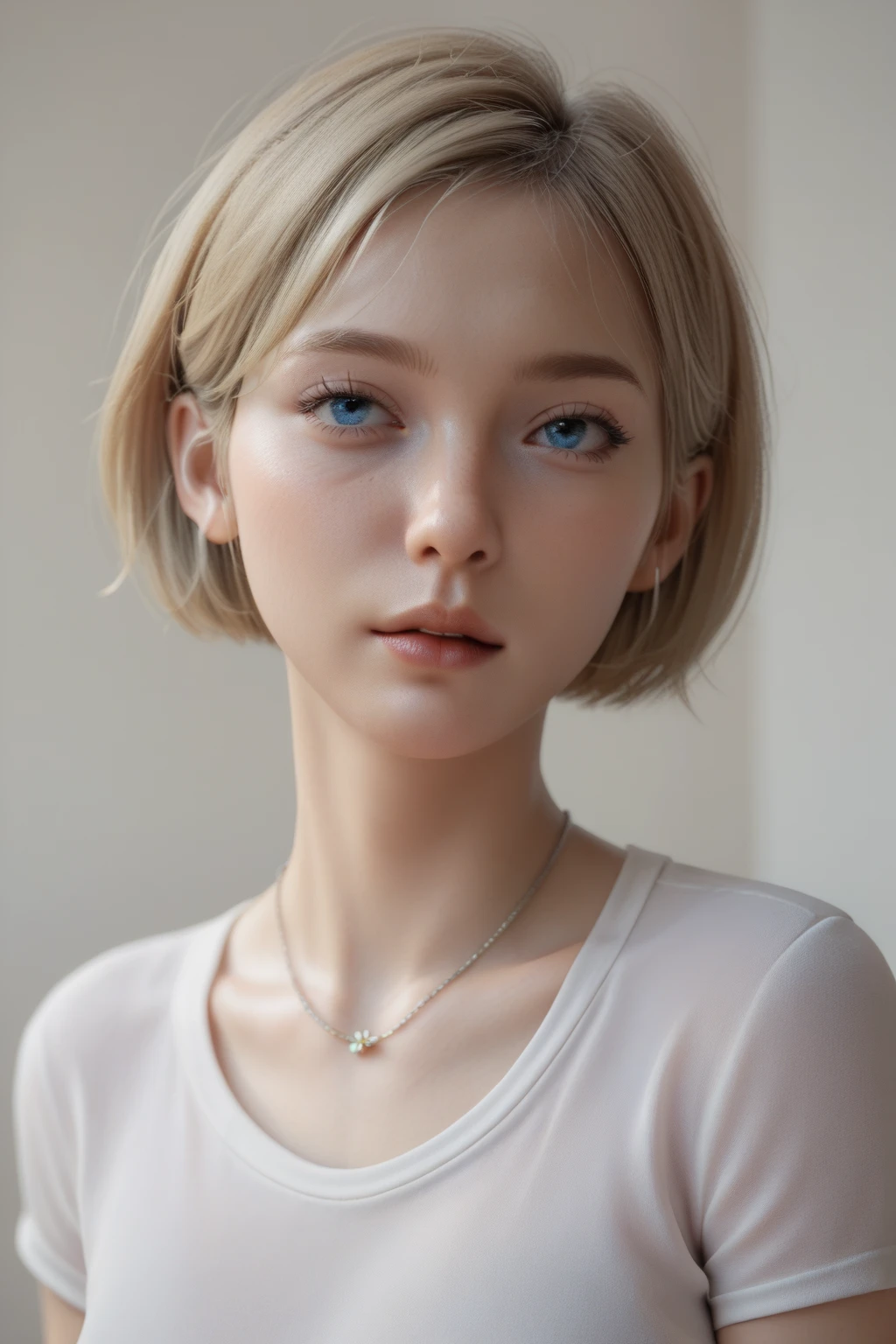 A high quality picture, a short hair girl, with a big breast