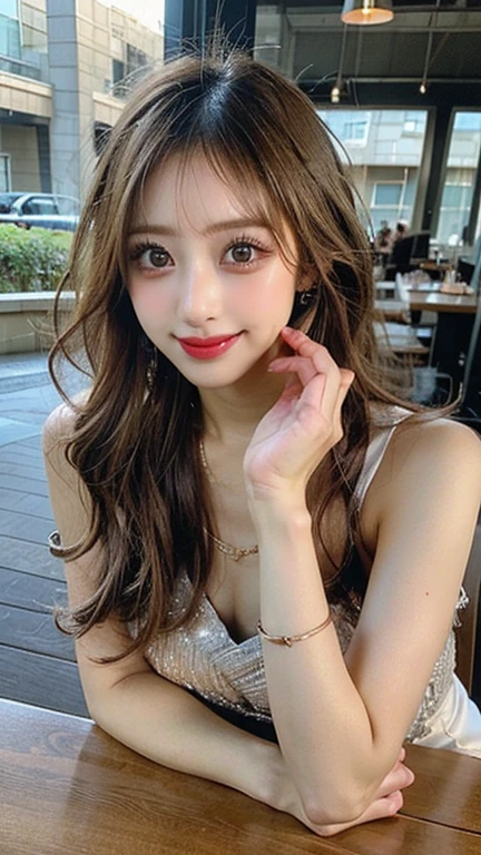 (The best product,High resolution,masterpiece:1.3),A sexy and beautiful Japan,slim body,((side parted bangs,Brown hair,Fluffy wavy style))、Tie a ponytail、Beautiful and smooth G cup breasts、Show cleavage,wearing a pendant,(The background is in the car),Delicate sunlight、in bright room,Details on faces and skin textures are beautifully rendered,Delicate and sexy eyes,double eyelids、Sexy lips biting、facing the audience、Sexy expression、The body is soaked、full-body shot、Sexy relaxed forward position、a pendant,Wearing shirts unbuttoned、Makeup、full-body shot、Smile、delicate eyes、sexy makeup、full-body shot