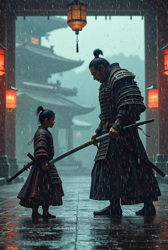 naked,Japanese schoolgirl,Japanese Samurai