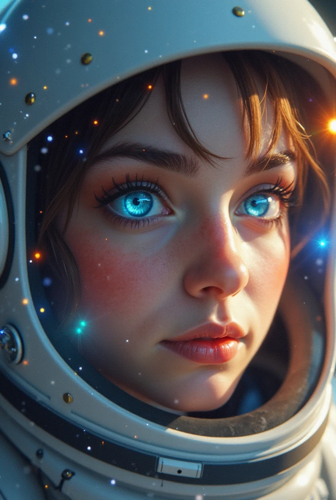 giantess,planet size giantess,naked women,node ,a planet in her hands,she is licking planet,smiling,stick out her tongue,in the universe 
