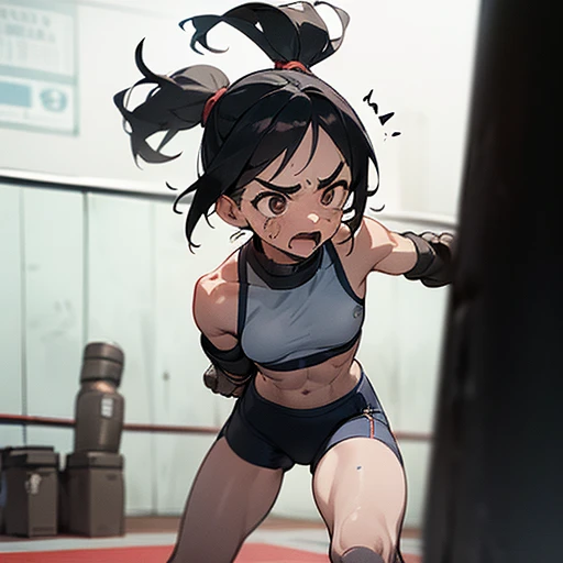 final fantasy 7 tifa, sweaty training with a punching bag