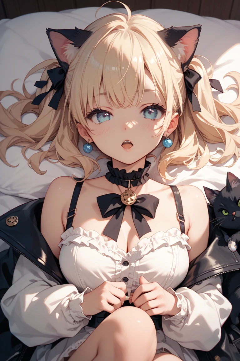 girl with cat ears and cat tail, white stockings, black t-shirt, line art style, (best quality,4k,8k,highres,masterpiece:1.2),,studio lighting,ultra-fine painting,,detailed face,beautiful anatomy,