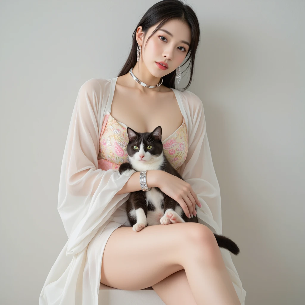 top-quality、​masterpiece、超A high resolution、8K、(Photorealsitic:1.4)、Raw foto、One girl yawning in bed、、A dark-haired、Dramatic Lighting、full body Esbian、female dog、fullnude、huge-breasted、in bad、Trance、Grabbing the sheets、Correct limb、Correct fingers、Correct toes、one beautiful women