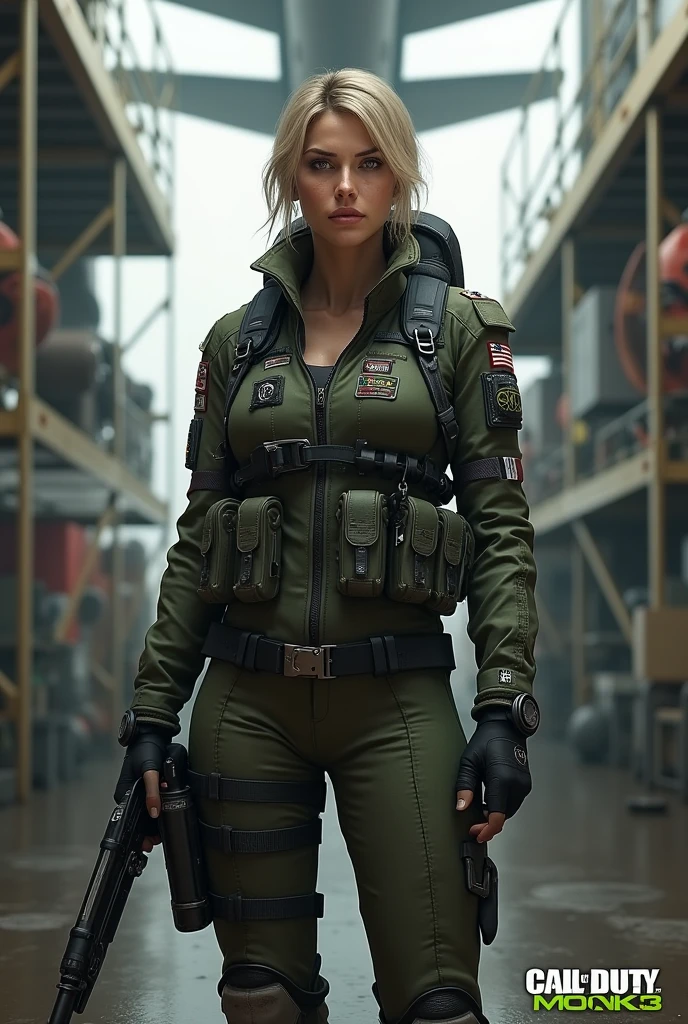 ((Highest quality)), ((masterpiece)), (detailed), high ponytail, ((Blonde)), Beautiful girl, erect penis, , open crotch panty, Cute Eyes, Green eyes, False eyelashes, (((Watery eye))), (Blushed:1.3), white skin, (soldier:1.4),  holding gas mask, ((bulge)), RPG-7, outside, raining, crowded city, fog, evening, neon sign