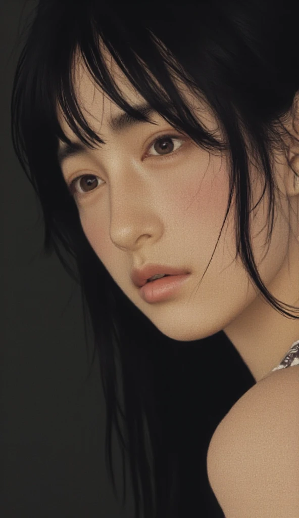 (masterpiece:1.3), (Photorealistic, Raw photo, Highest quality: 1.4), Skinny Japanese woman, 30 years old, (One Girl), (Back view), Not looking at me, Fine grain, (Black-haired, Long Hair:1.3), (Realistic Skin), (Silver Camisole), Ultra-high resolution, Surreal, High definition,