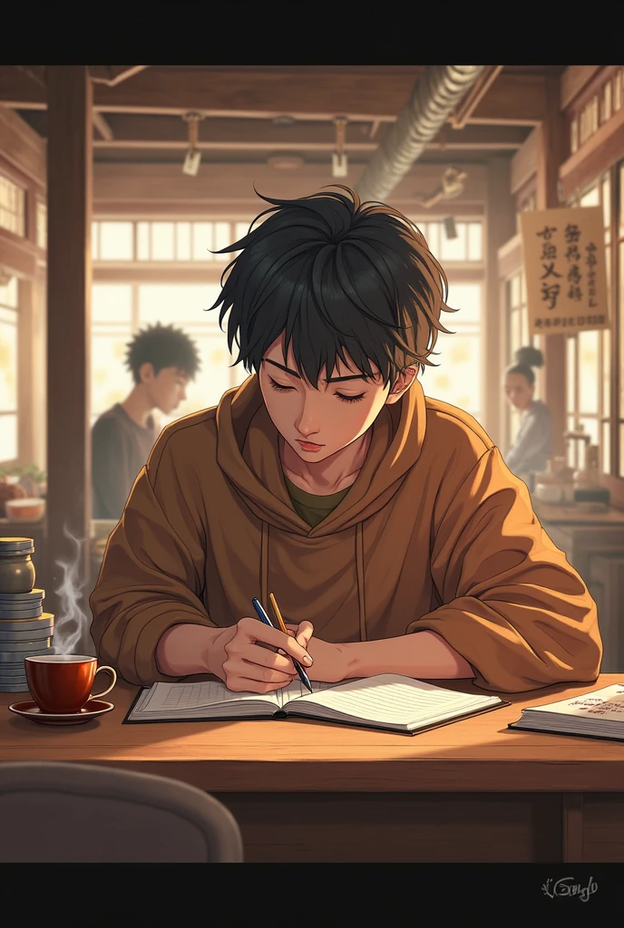 The morning sun is shining, a boy is sitting in the classroom, (boy 1.5) The man is wearing a white T-shirt, the background is in the classroom, sitting on a chair, sitting on a stool, holding a pen, (there is a test paper 1.5), (money in the classroom Falling 2.0) (money falling around: 3.0), the camera mainly features the upper body, (the lens mainly features money falling down in the classroom 3.0), in the Loepfe art style ((Shinkaicheng), popular in CGStation, Shinkaisei H 2160, inspired by Bian Shoumin, Xinhaicheng, Kavassi, Guwitz style, high quality, 4K, 8K, resolution, -auto-s2
