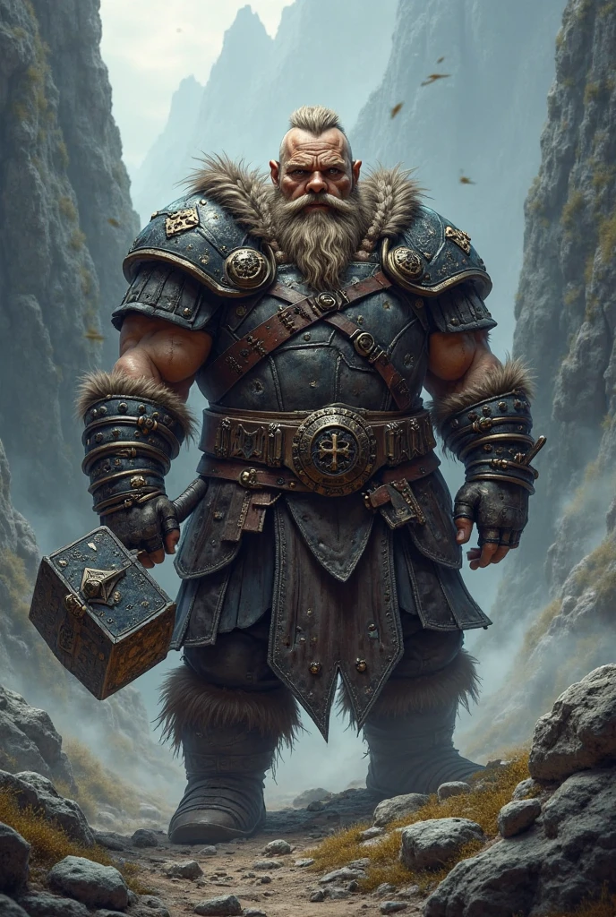 A dwarf warrior with a crippled left arm