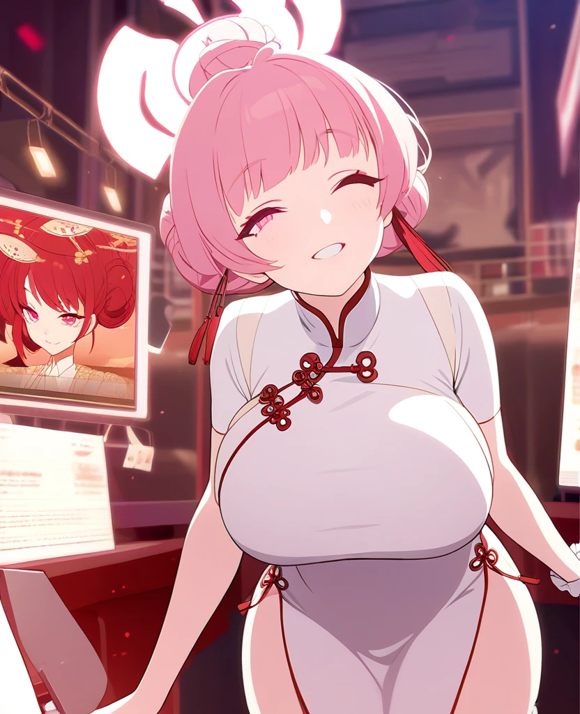 one-girl,Full body in camera,full bodyesbian,D cup,huge tit,(tmasterpiece),(best qualtiy),(A pink-haired,long whitr hair:2,White flower decoration,White hairpin),(White suspender stockings,over knee socks,Full body pantyhose),Suspenders,White silk pleated skirt,White silk shirt,a black bowtie,Bare back,Shoulders exposed,Chest exposure,Bend over and stand,leaning-forward,(panties are visible:1.5,White panties,Silk panties),鎖骨,tilts your head,(cuteexpression,ssmile,Playful),(Be red in the face,putting makeup on, Blushlush),(Pink heels,Pink cherry blossom decoration),SakuraNS, the night,alleys,Pink streamers,Top lighting,16k,High- sharpness,high qulity,wide wide shot,Bright colors,Exquisite hand details,Exquisitehands,Cowboy perspective,