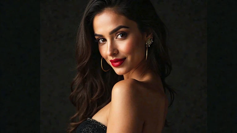 (masterpiece, best quality:1.2), 1girl, solo, highly detailed face,8k,realistic,high quality, vibrant lighting, wearing a white top, choker, red lipstick, white glittery mascara, big clevage