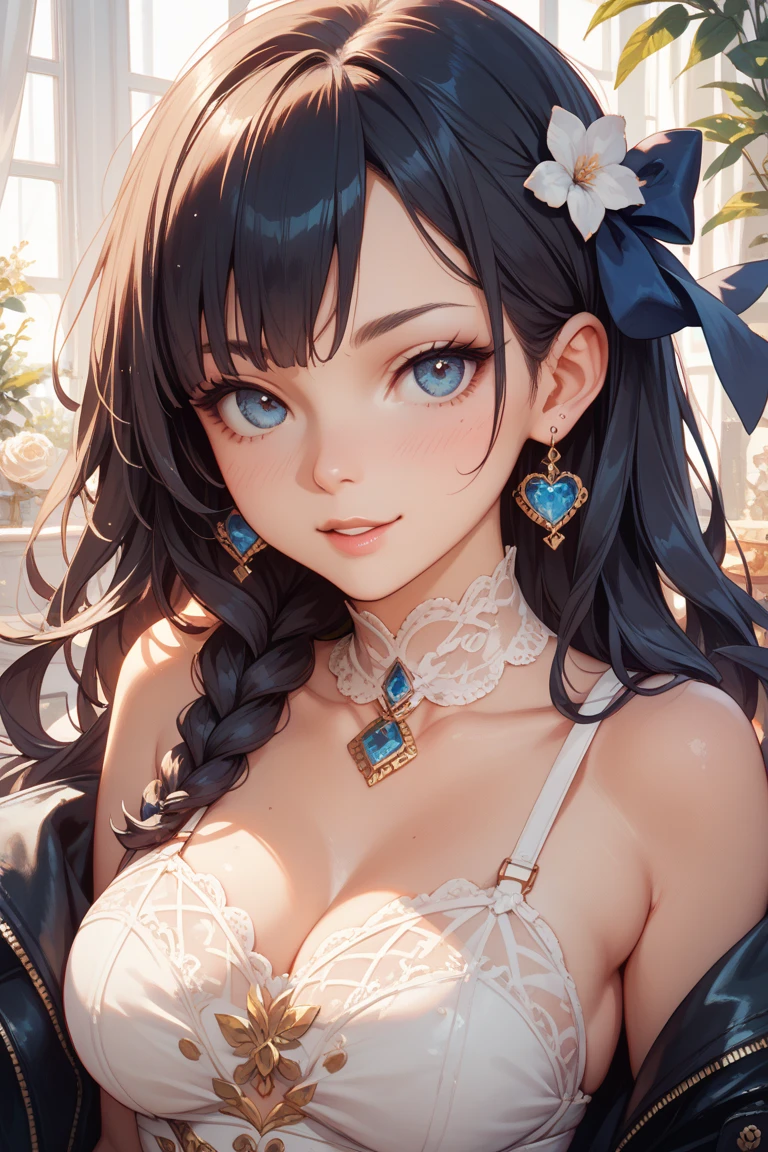 Cute Girls,blue eyes, Open your mouth, Lips parted, smile, Earrings,whole body