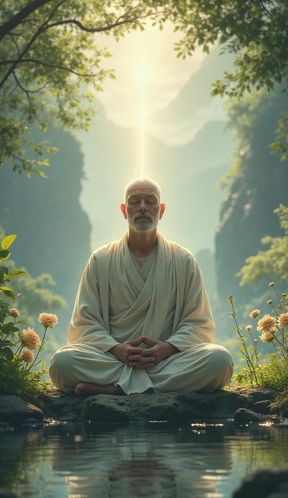 A monk meditating 