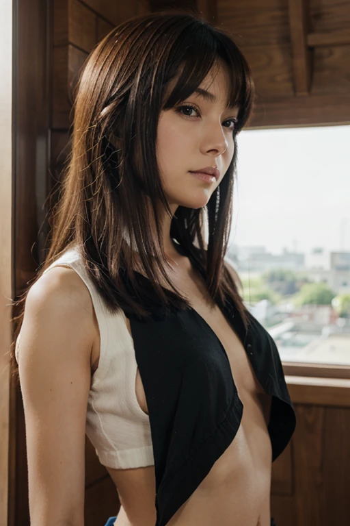 masterpiece, super high quality, Beautiful details, Very detailed,16k, Exquisite, High resolution, Beautiful background, Beautiful Eyes, Beautiful Skin, indoor, Dimly lit room, By the window, night, Neon sign visible from the window, Backlight, ((裸sweaterを着ているSaekoが視聴者を見ながらshameらう)), Saeko, 28 years old, 1 girl, alone, ((Breast close-up:1.1)), whole body, blush, shame, shame, anger, ((Looking at the audience)), erotic, charm的なストッキング, charm, (((Slender body of a muscular woman:1.3, expensive, clavicle, Fat, Beautiful big boobs:1.5, Breast redness, Big Ass, Fat, Beautiful long legs))), Perfect Anatomy, Sweaty, Difficulty breathing, vapor, 霧のvapor, after sex, naked sweater, sweater, attract, (virgin killer sweater), turtleneck sweater, Exposing shoulders, turtleneck, (sweater dress), ribbed sweater, Side bust, Halter neck, backless costume, Cowboy Shot, Perfect quality, good quality, masterpiece, High resolution, 超High resolution,
